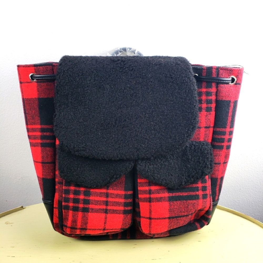 Women's Bearpaw NWT Red and Black Plaid Medium Size Backpack